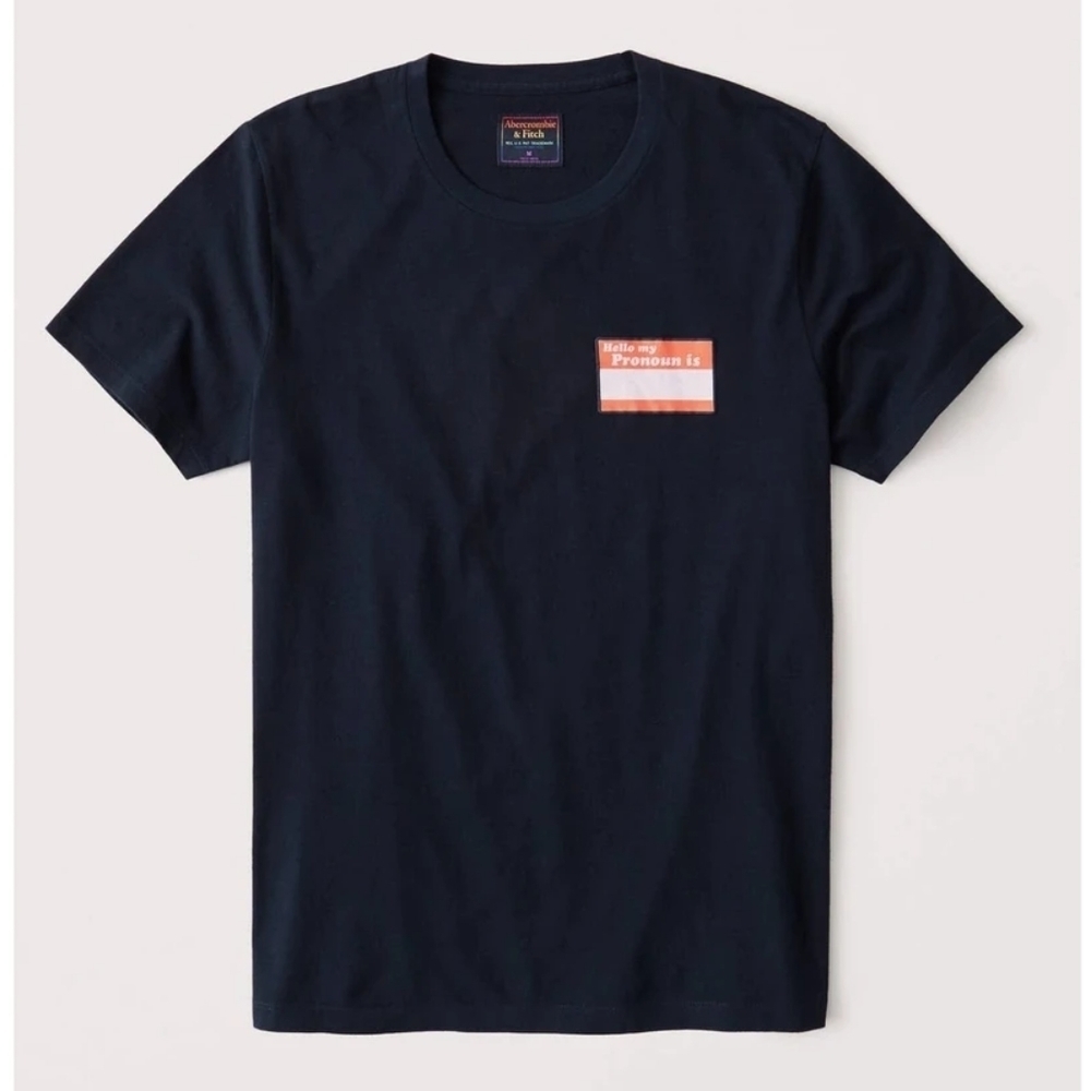 Abercrombie & Fitch Navy Pride Pronoun Tee Unisex F | Size XS